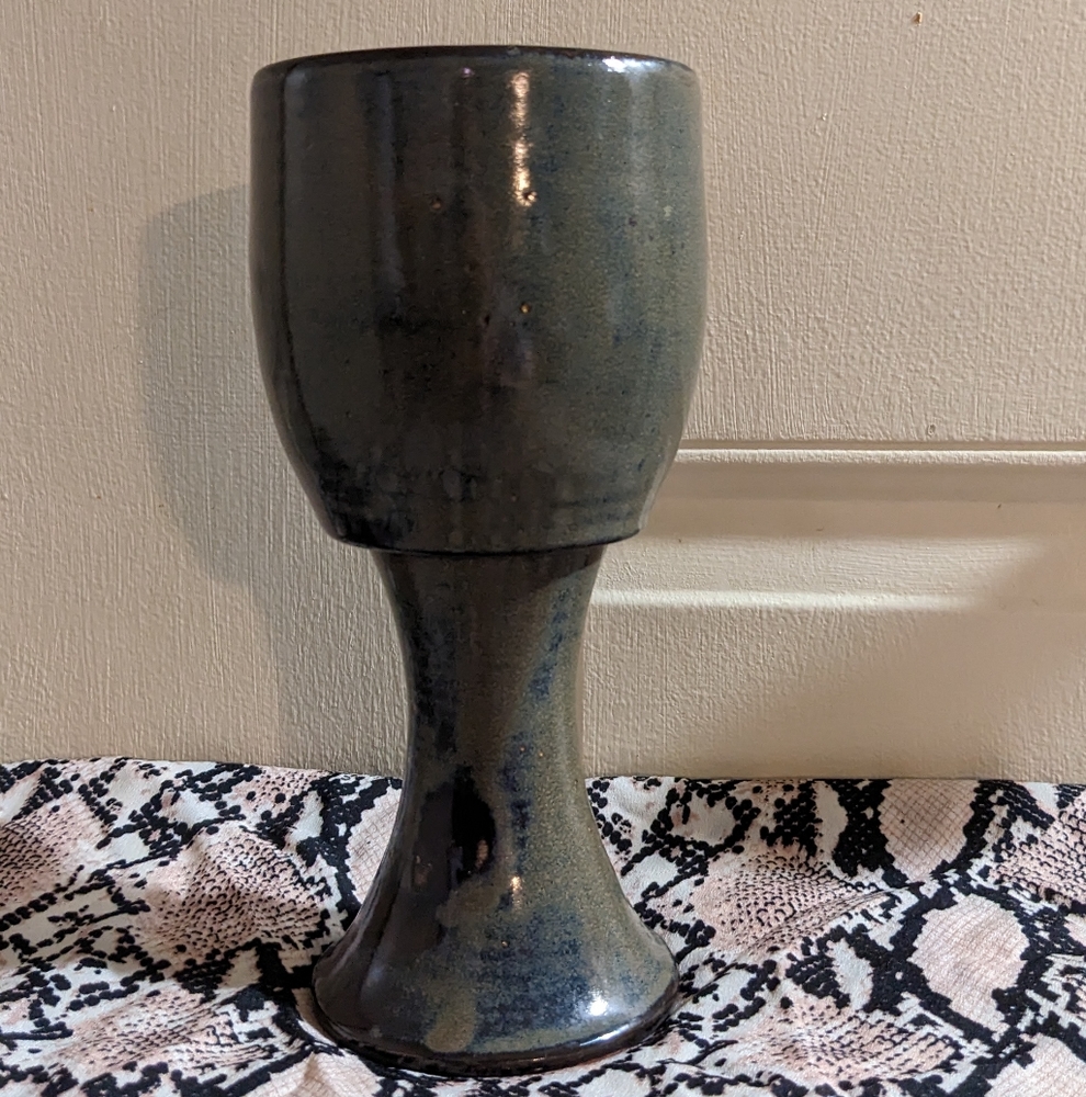 Vintage J.B. JB Cole NC Pottery-1994- Glazed Art  Pottery -Signed Wine Goblets